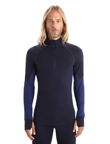 Base Layers Icebreaker BodyfitZone™ Merino 260 Zone Long Sleeve Half Zip Thermal Top Męskie Granatowe Królewski Niebieski Granatowe | PL 1599EBCX